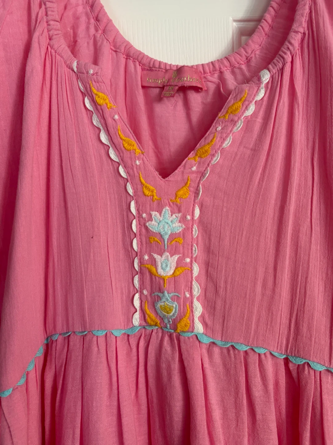 Simply Southern Pink Embroidered Dress - Medium - photo 5