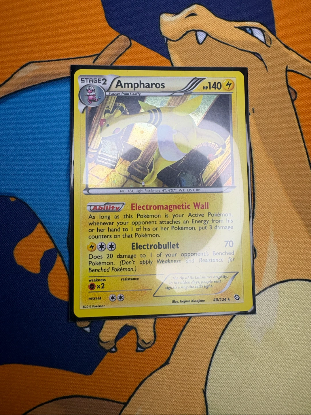 2012 Ampharos 40/124 Holo Pokemon Card NM - photo 3
