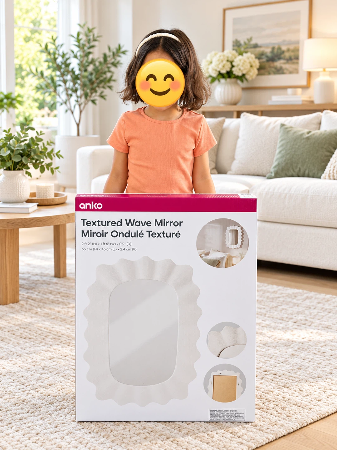 🪞 BRAND NEW ANKO TEXTURED WAVE WALL MIRROR – ONLY $20! � - photo 2