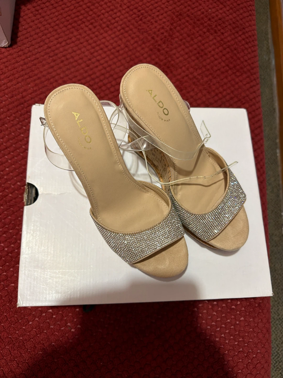 ALDO Ratelaar Rhinestone Cork Wedges Size 9
