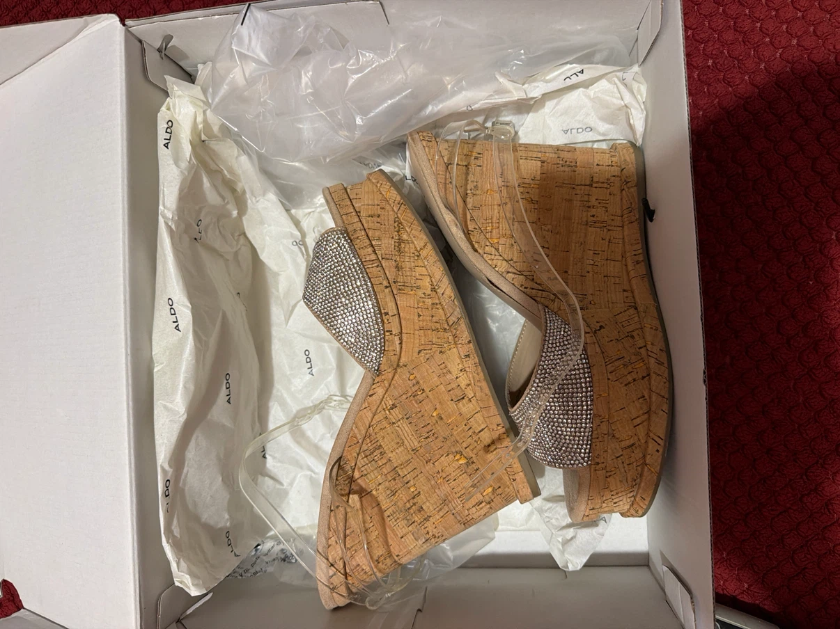 ALDO Ratelaar Rhinestone Cork Wedges Size 9 - photo 2