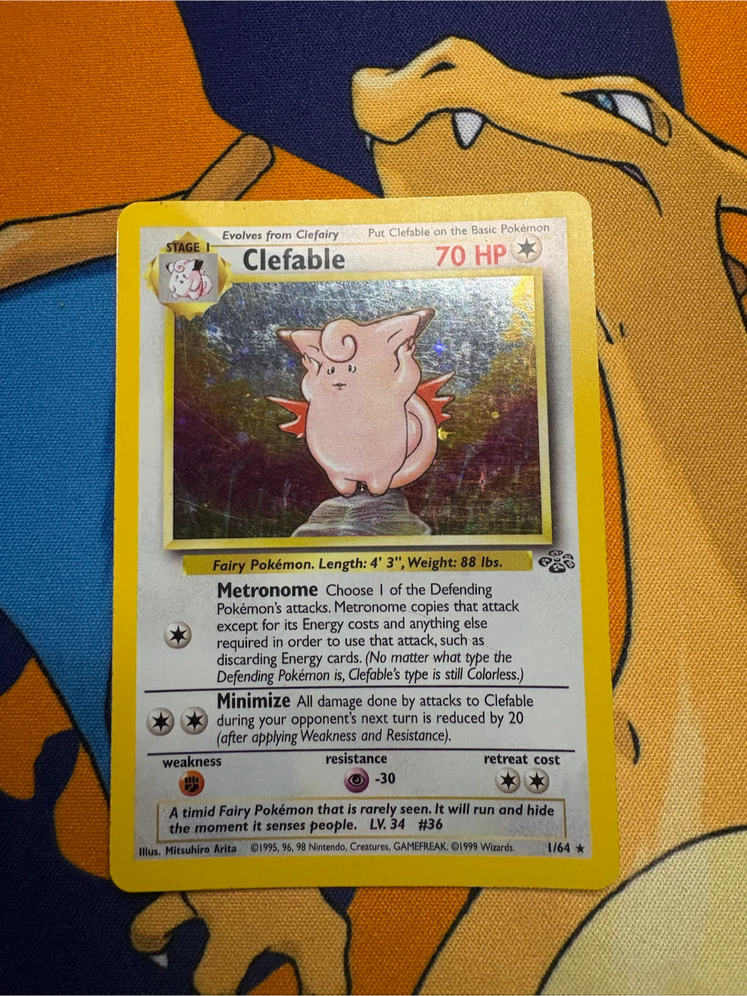 1999 Vintage Holo Clefable Pokemon Card 1/64