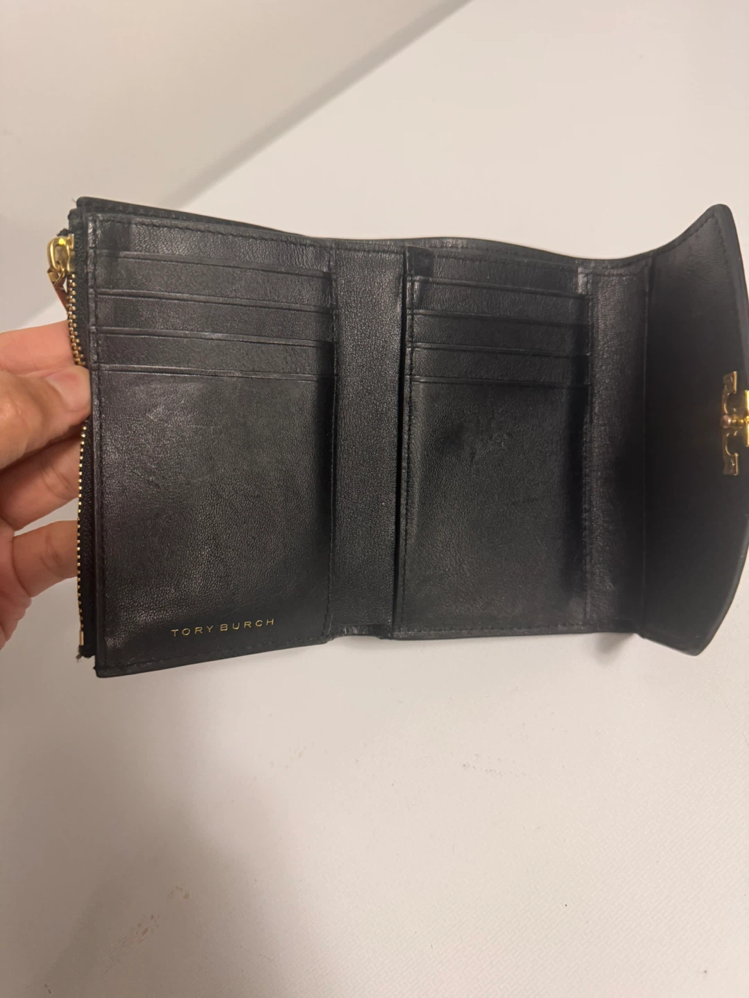 Tory Burch black leather tri-fold wallet - photo 2