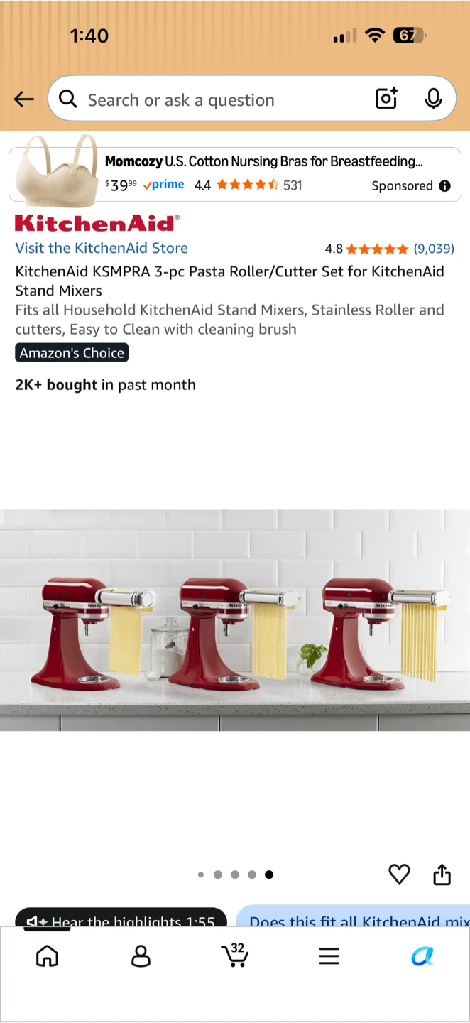KitchenAid 3-Piece Pasta Roller and Cutter Set - photo 3