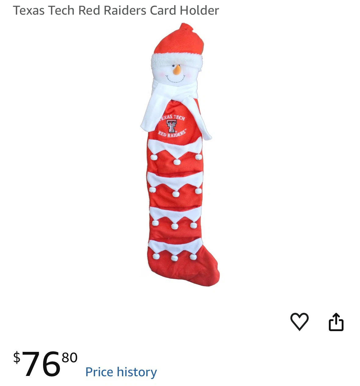Texas Tech Red Raiders Snowman Holiday Stocking