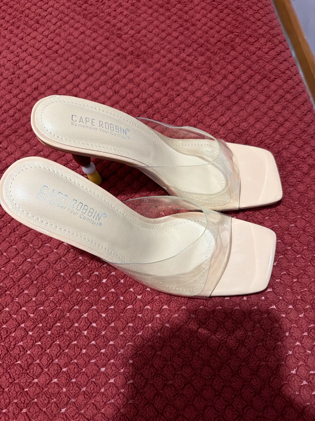 Cape Robbin Clear Strap Heeled Mules
