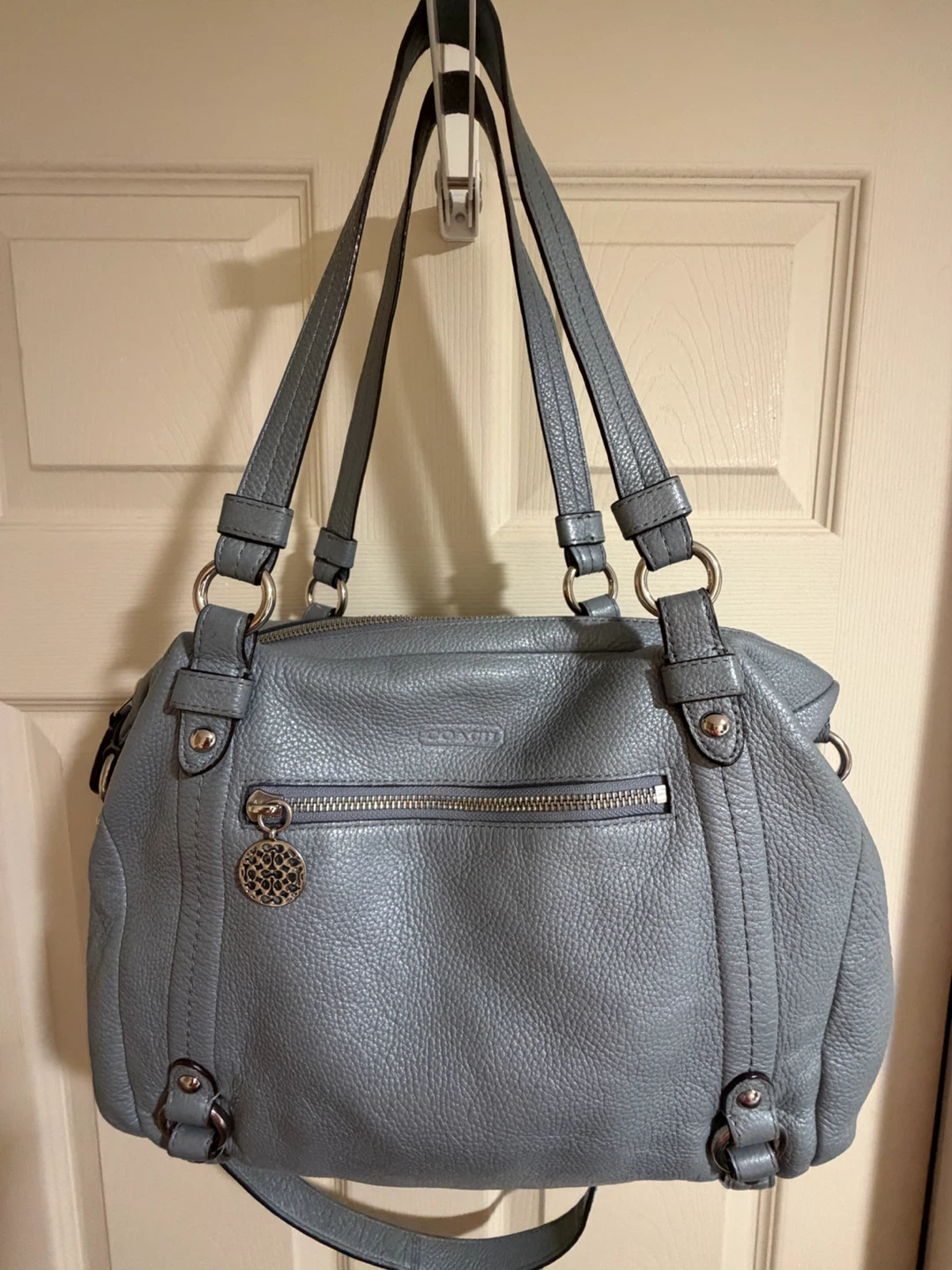 Coach blue leather shoulder bag