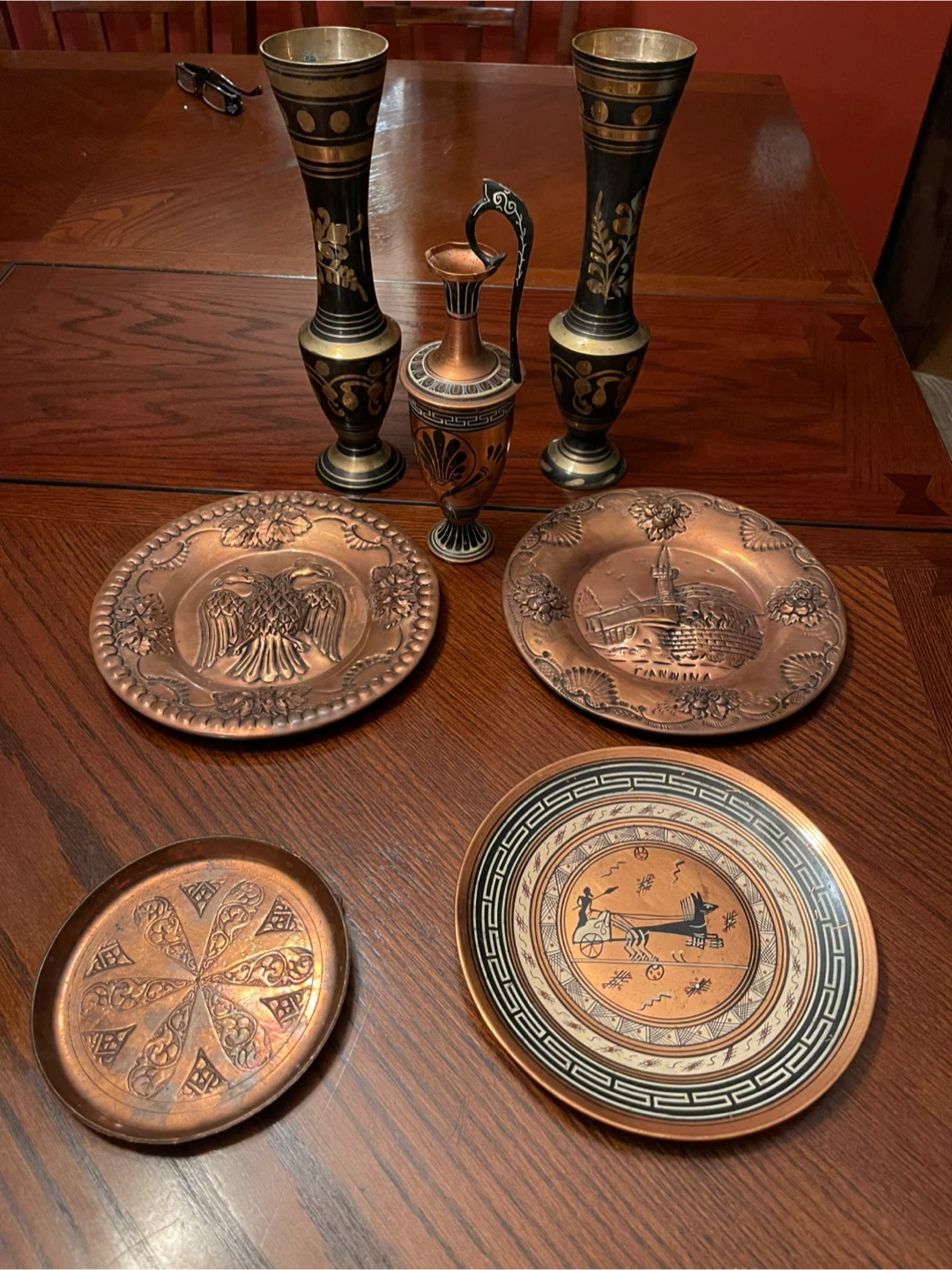 Set of Greek Copper and Brass Decor Items