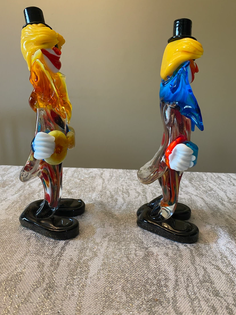 Set of Two Handcrafted Glass Clown Figurines - photo 2