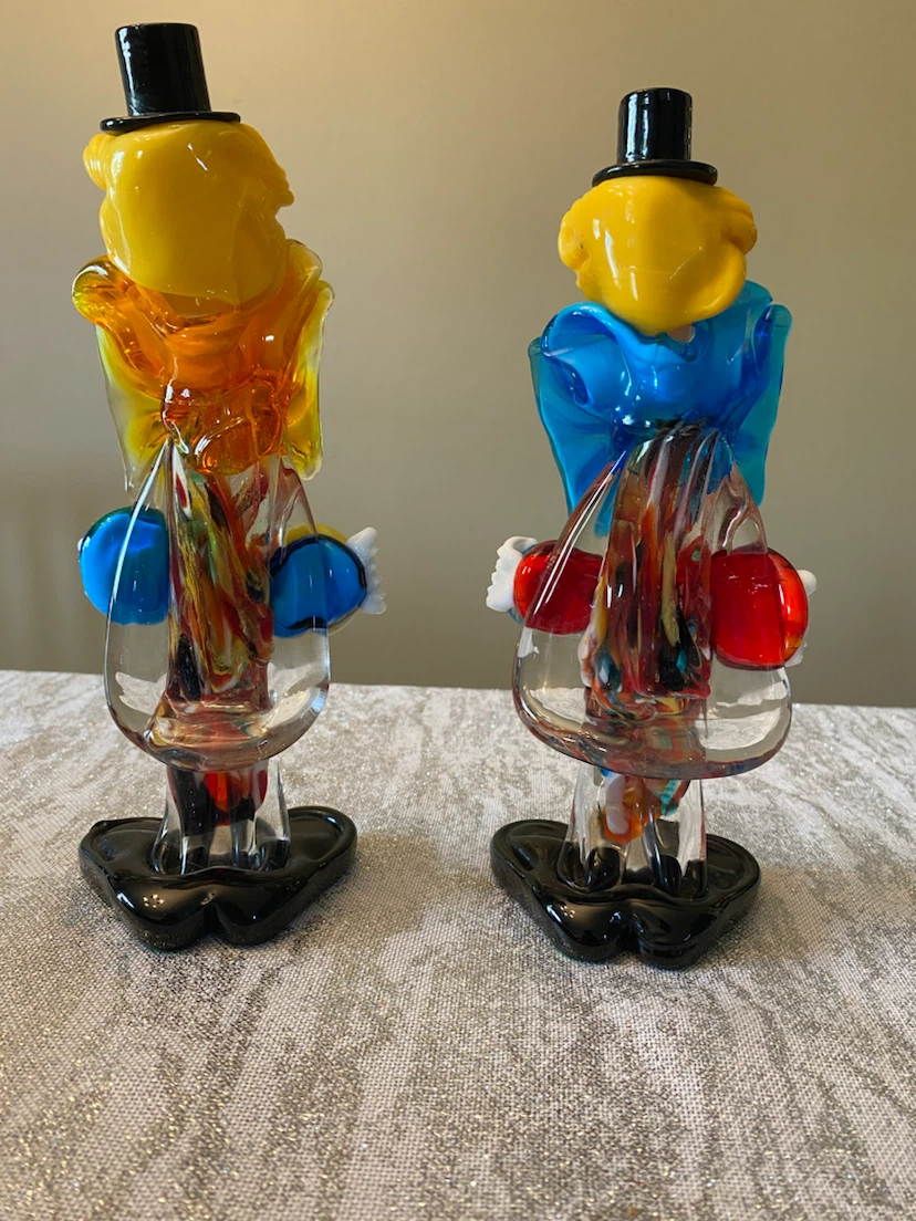 Set of Two Handcrafted Glass Clown Figurines - photo 3
