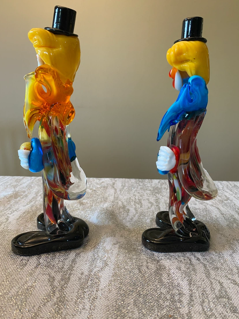 Set of Two Handcrafted Glass Clown Figurines - photo 4