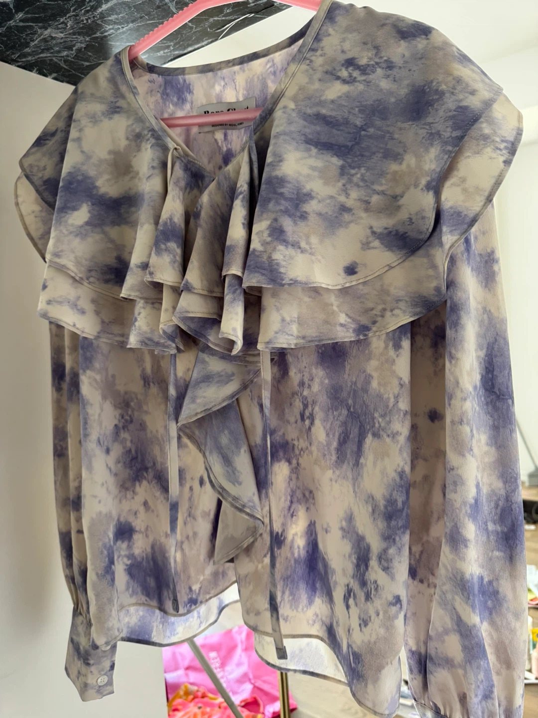 Designer’s Tie-Dye Ruffle silk Blouse