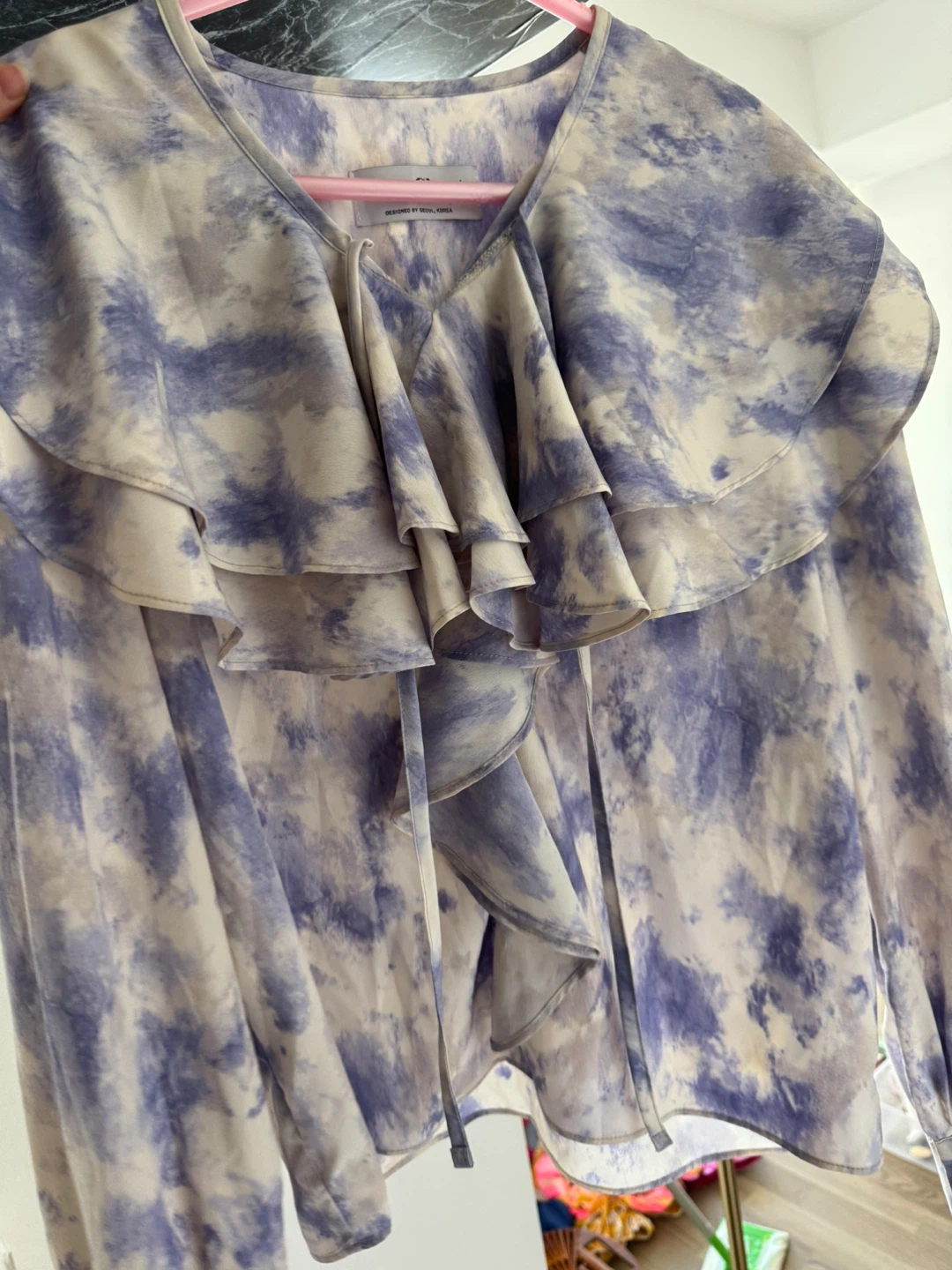 Designer’s Tie-Dye Ruffle silk Blouse - photo 5