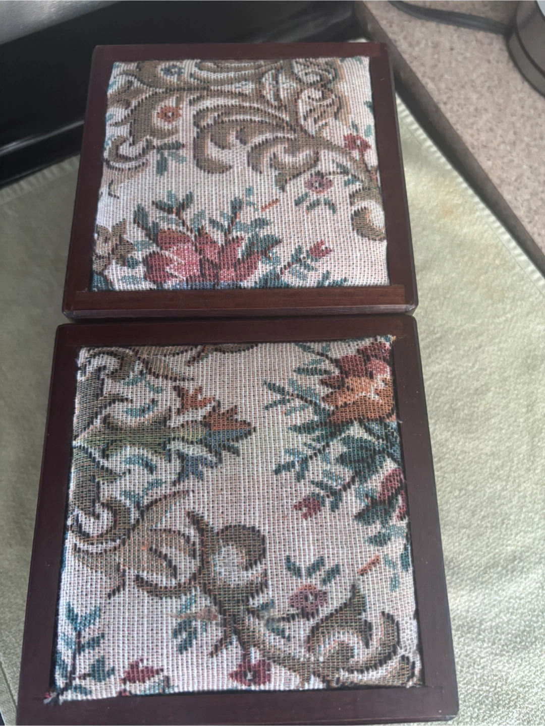 Vintage Wooden Sewing Box with Floral Fabric - photo 2