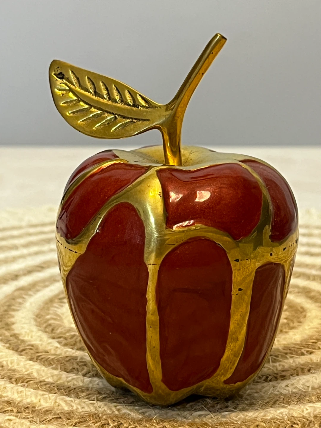 Decorative Red and Brass Apple Figurine