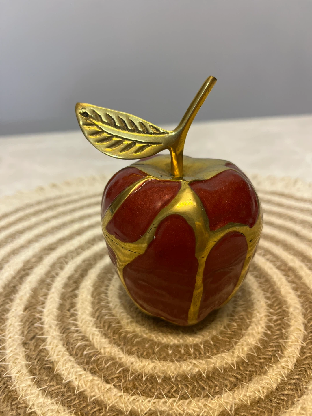 Decorative Red and Brass Apple Figurine - photo 2