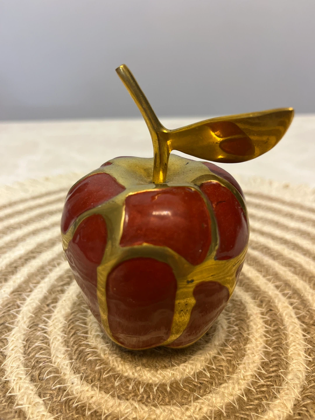 Decorative Red and Brass Apple Figurine - photo 3