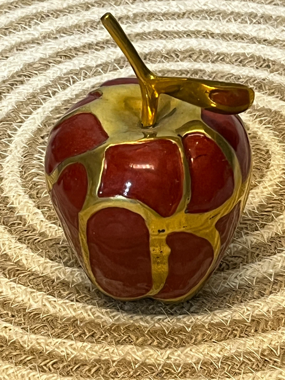 Decorative Red and Brass Apple Figurine - photo 4