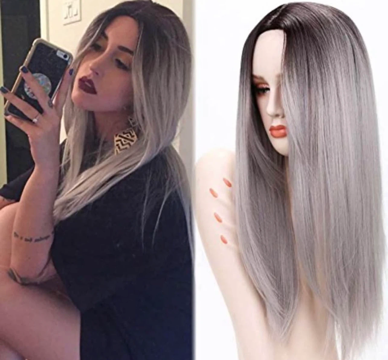 Long Ombre Silver Grey Wig - photo 5