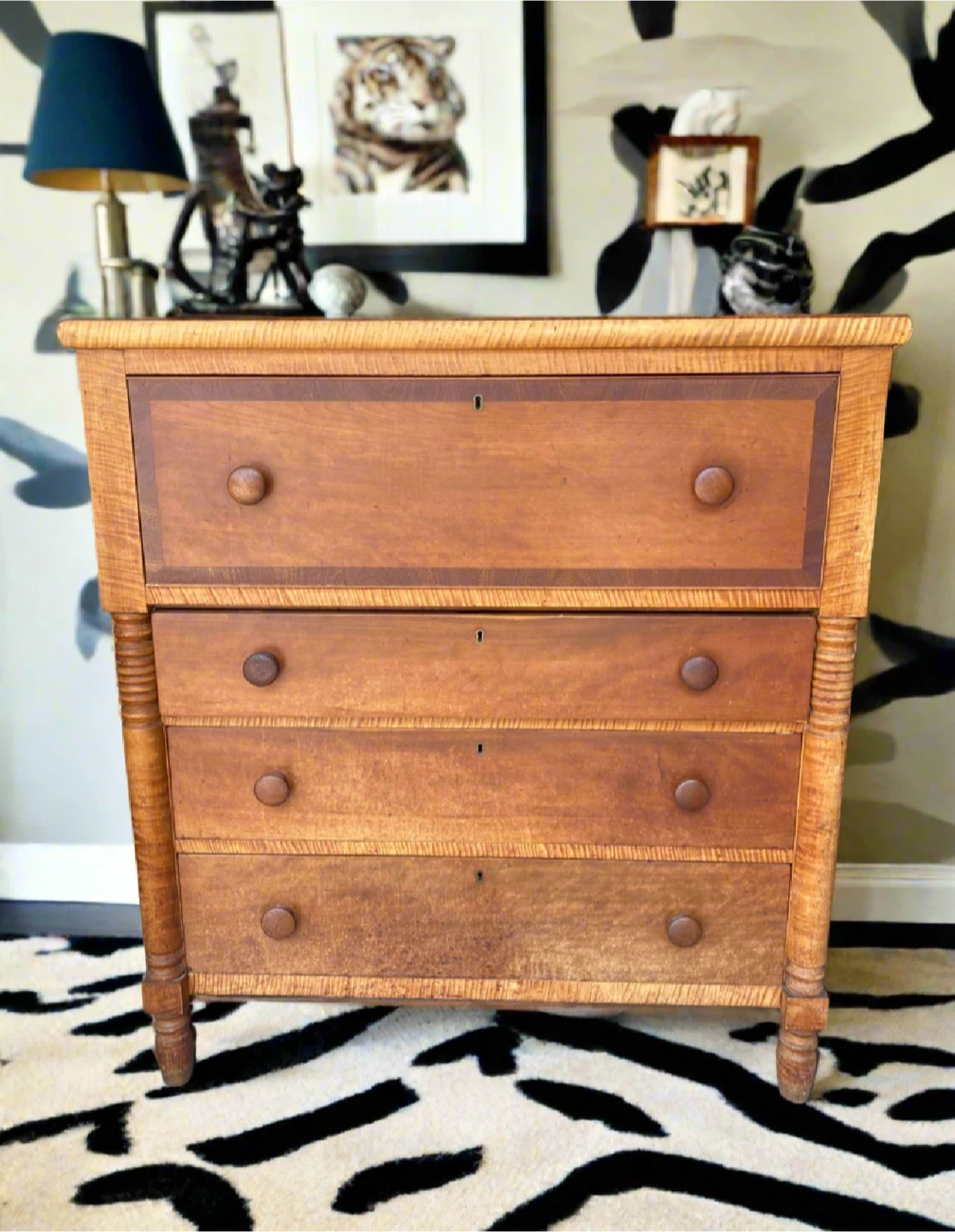 Antique 4-Drawer Wood Chest