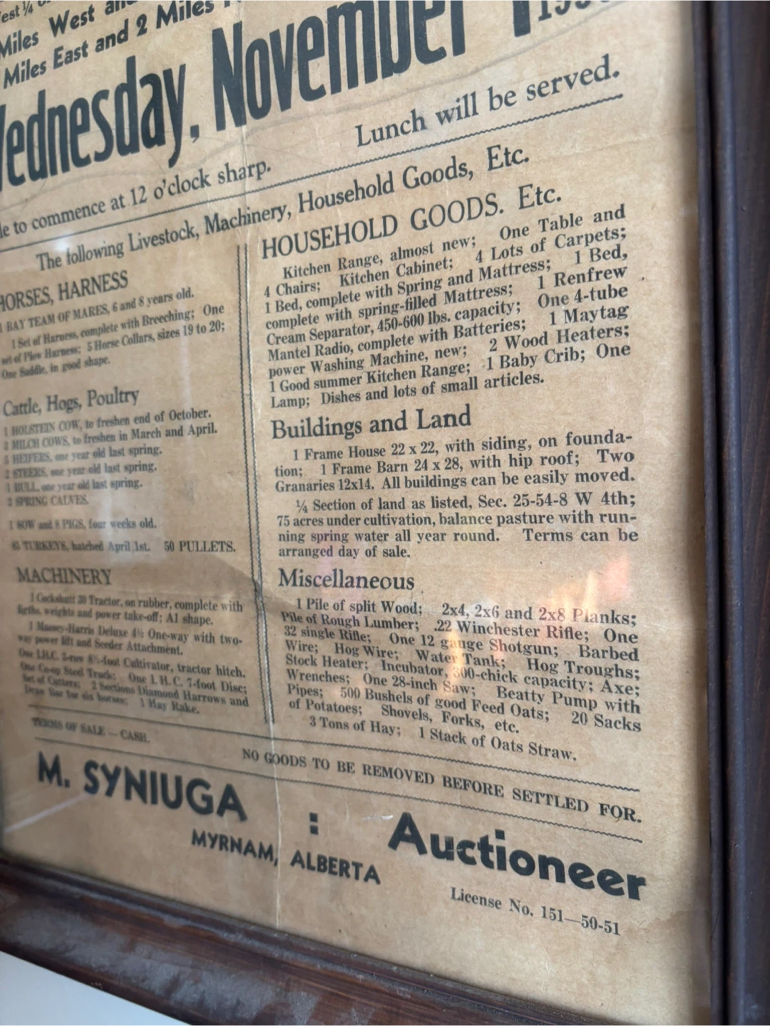 Vintage Framed 1950 Auction Sale Poster - photo 3
