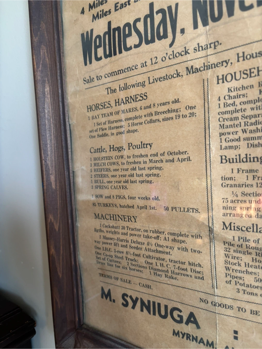 Vintage Framed 1950 Auction Sale Poster - photo 4