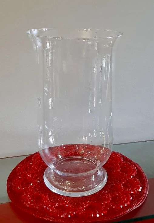 Clear glass vase with glitter branches
