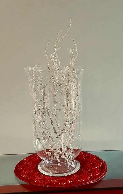 Clear glass vase with glitter branches - photo 4