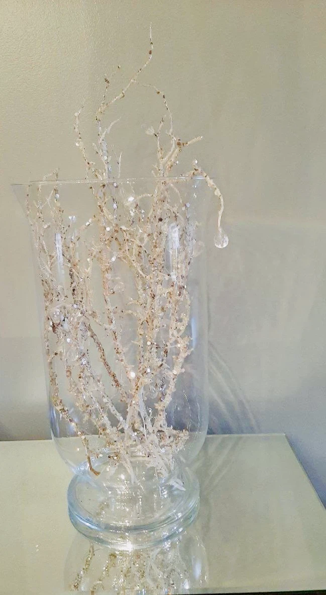 Clear glass vase with glitter branches - photo 5