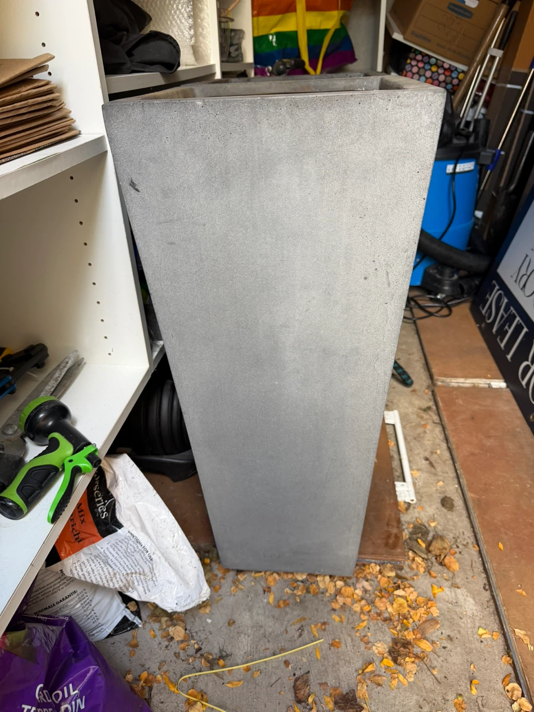 Set of Two Tall Grey Concrete Planters - photo 2