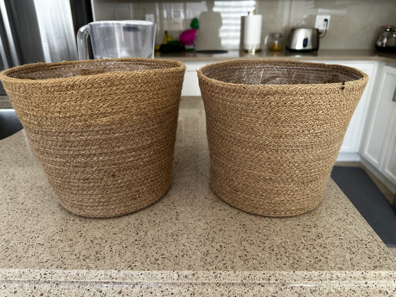 Two Jute Basket Plant Pots