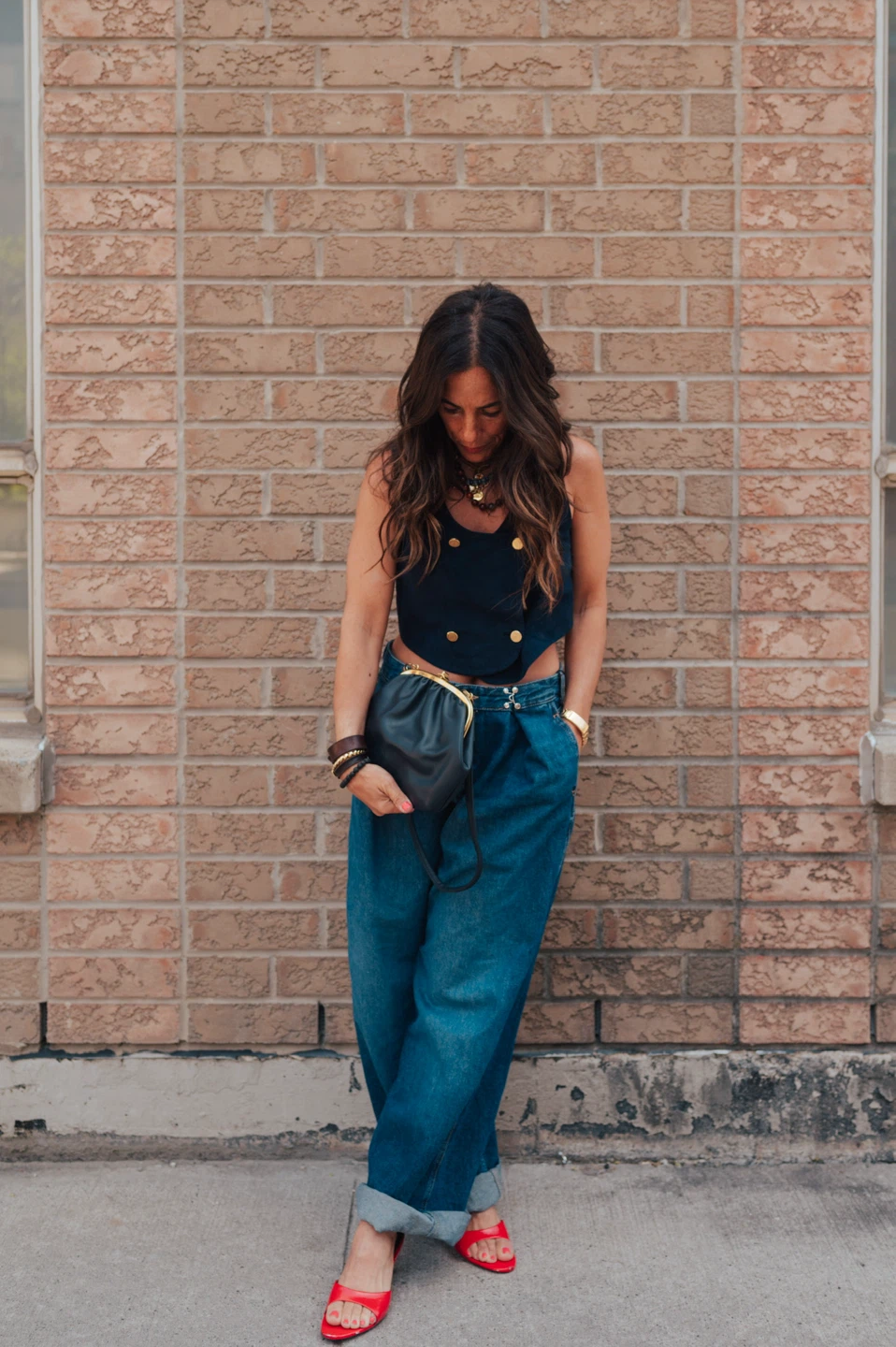 Vintage Navy Kiss Lock Crossbody Bag - photo 3