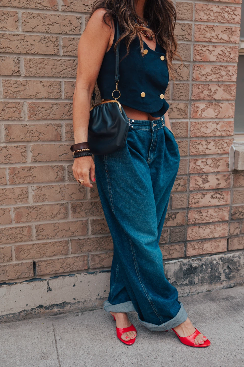 Vintage Navy Kiss Lock Crossbody Bag - photo 5
