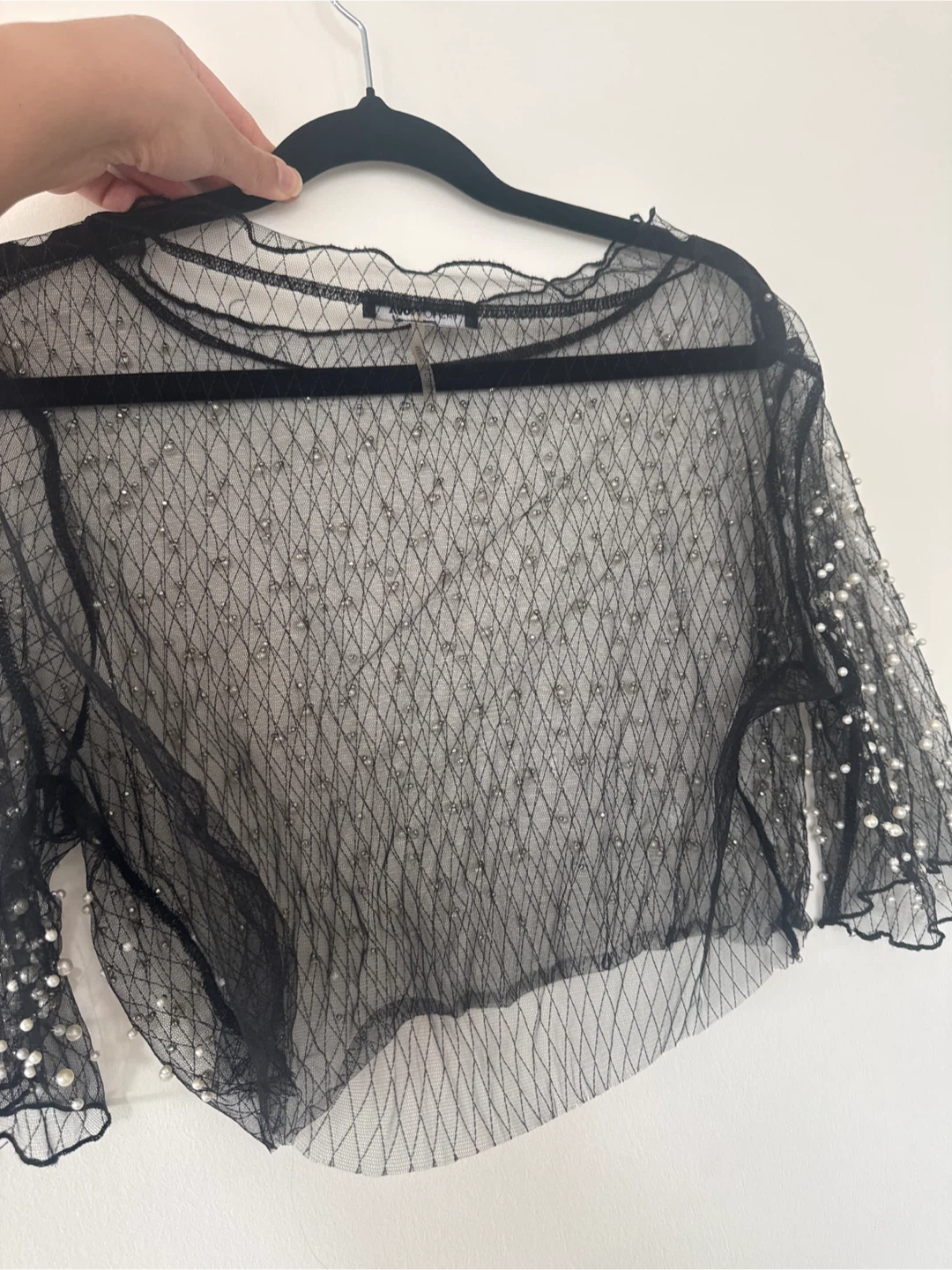 Fashion Nova Black Sheer Pearl Top - photo 2