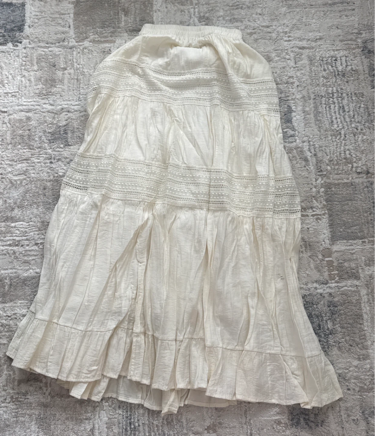 Cream Tiered Maxi Skirt