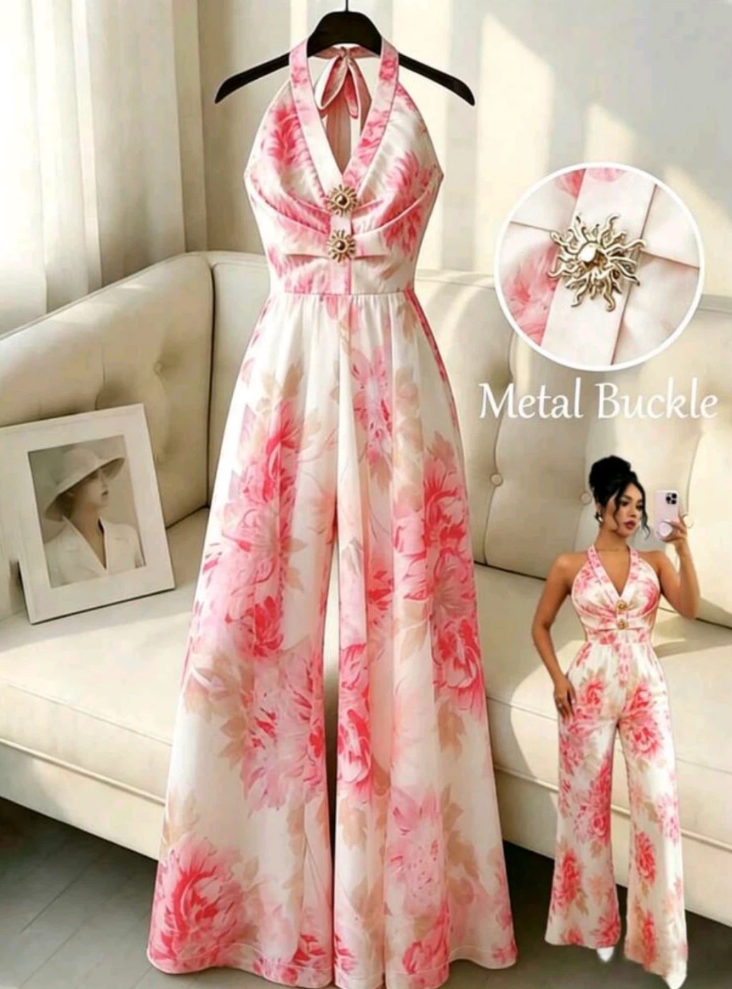 Floral Print Halter Jumpsuit NEW