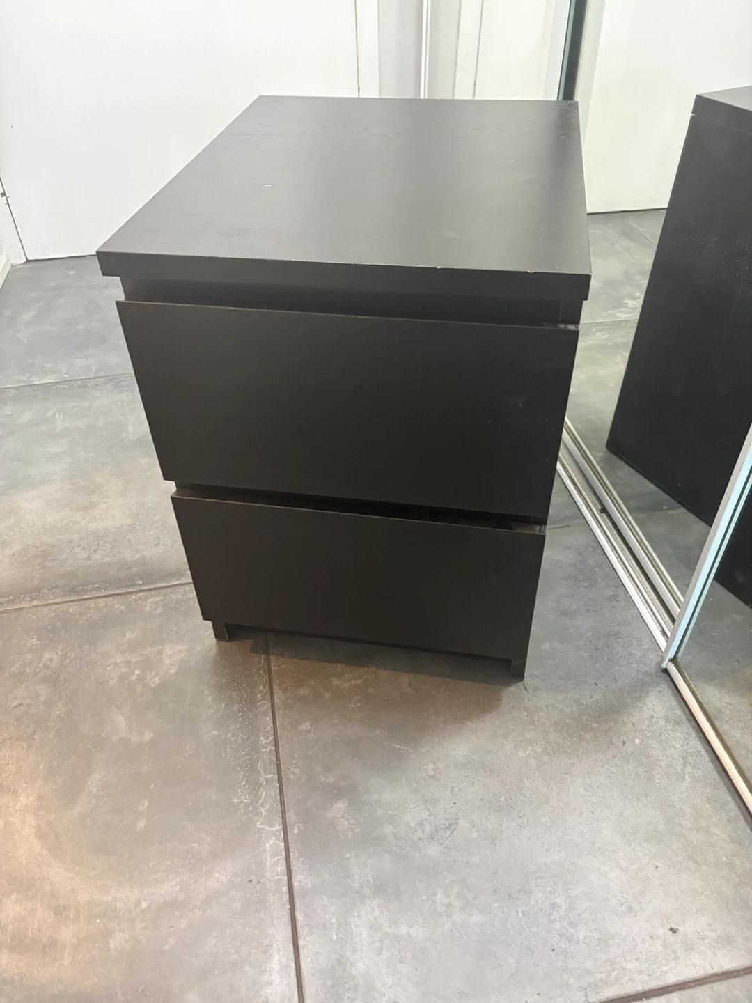 Black 2-Drawer Nightstand