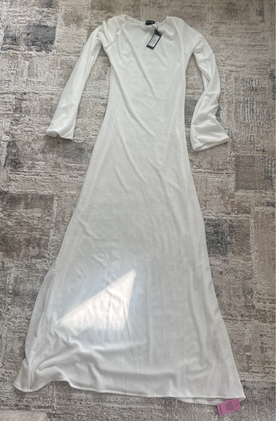 PrettyLittleThing White Ribbed Maxi Dress