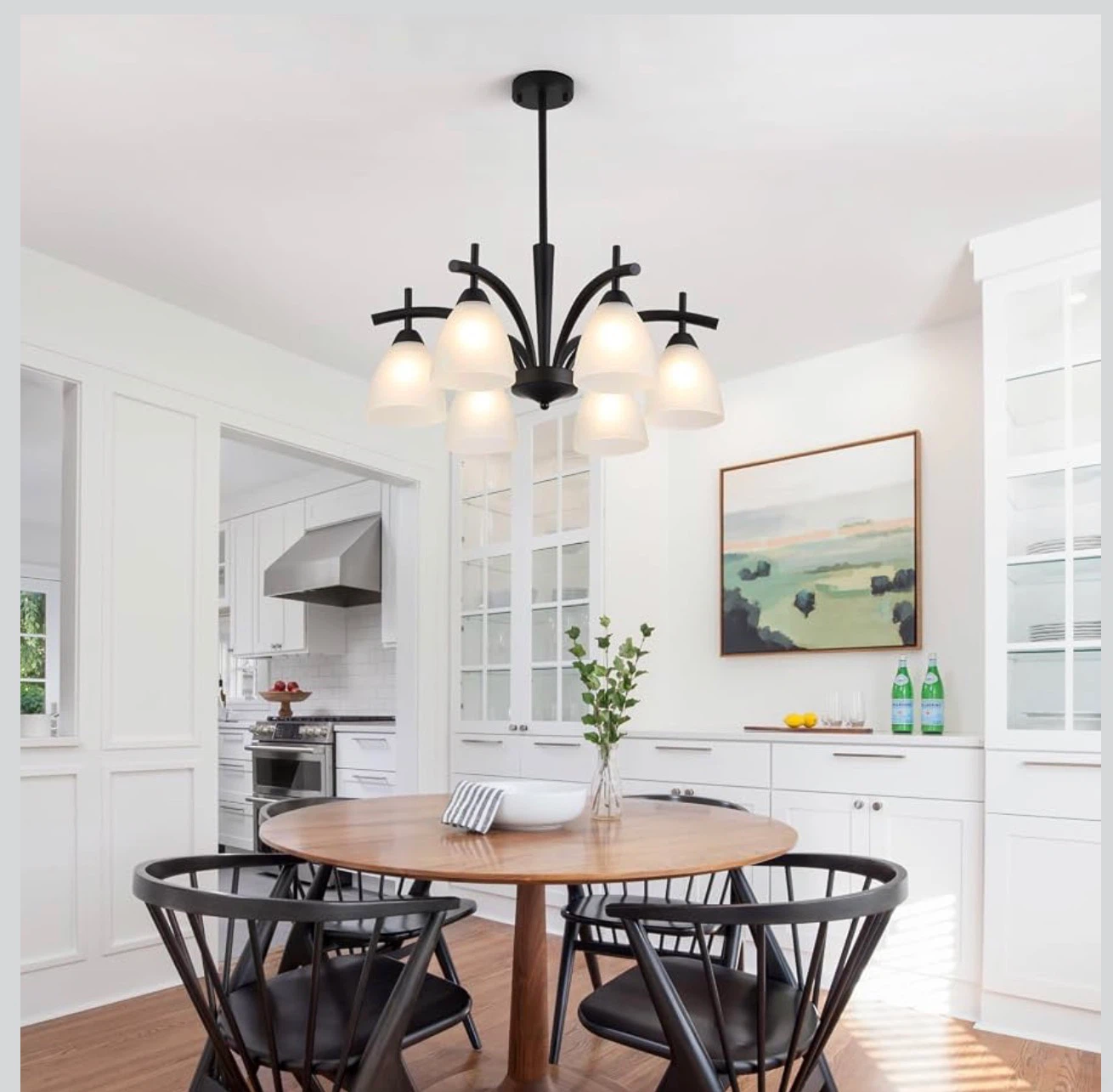 Modern Farmhouse Black Frosted Glass Chandelier - photo 2