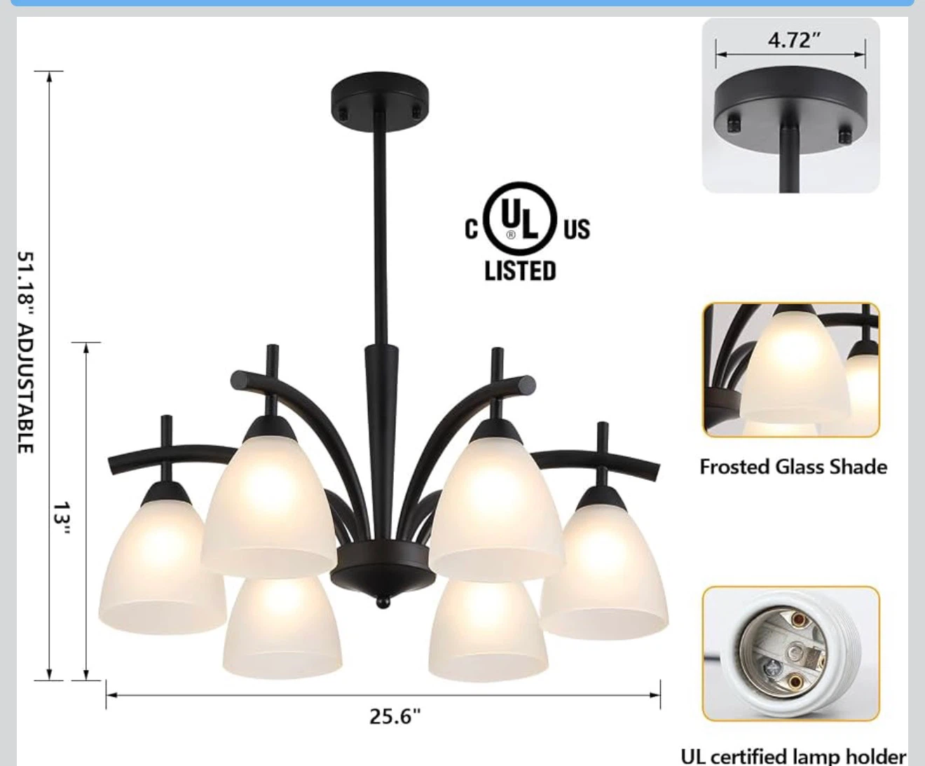 Modern Farmhouse Black Frosted Glass Chandelier - photo 4