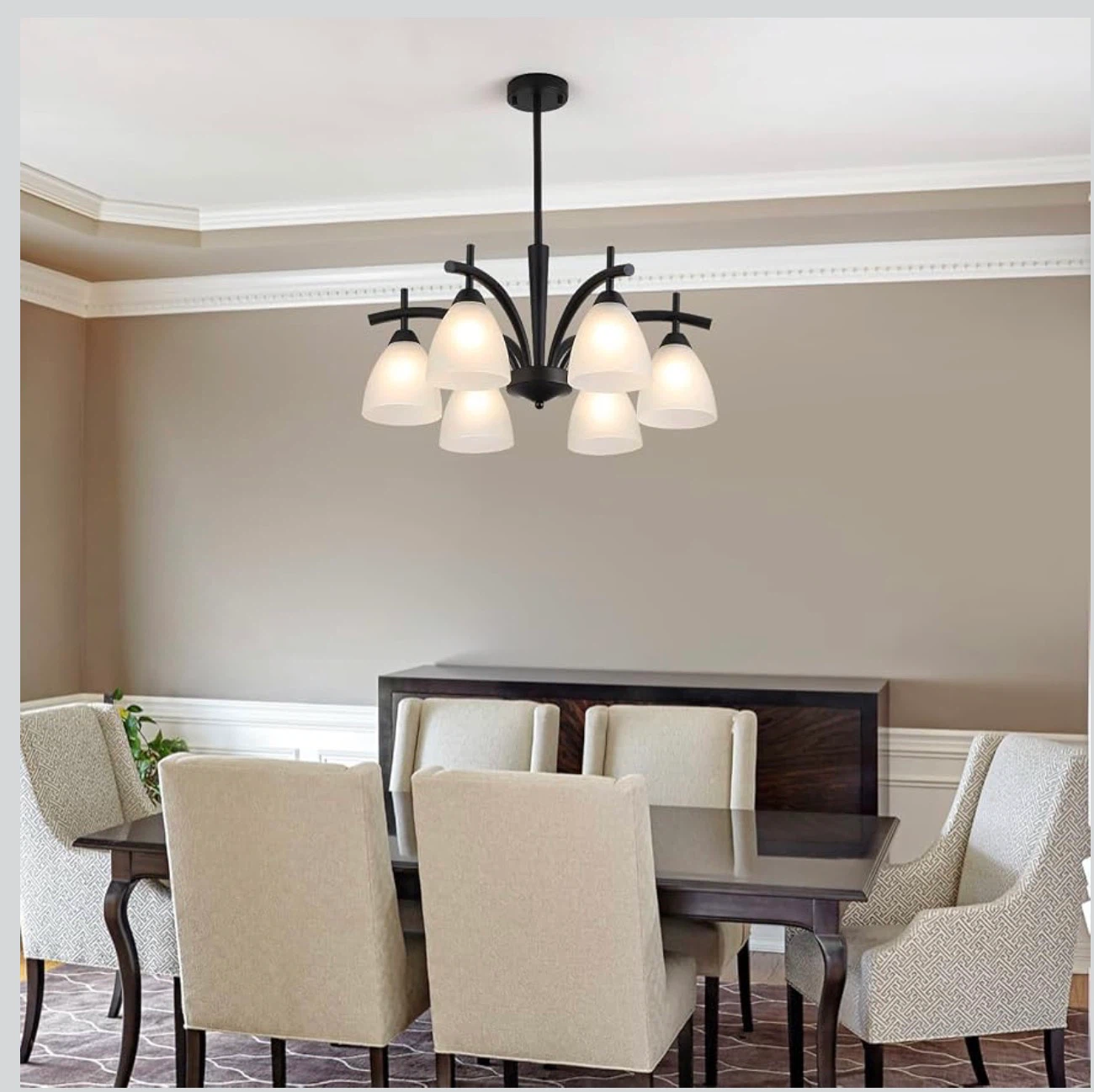 Modern Farmhouse Black Frosted Glass Chandelier - photo 5