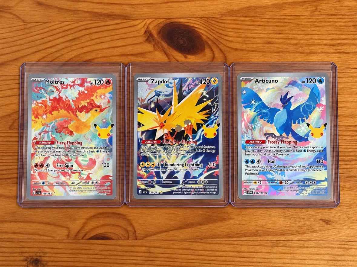 Pokemon 30th Anniversary Articuno Moltres and Zapdos IR Set