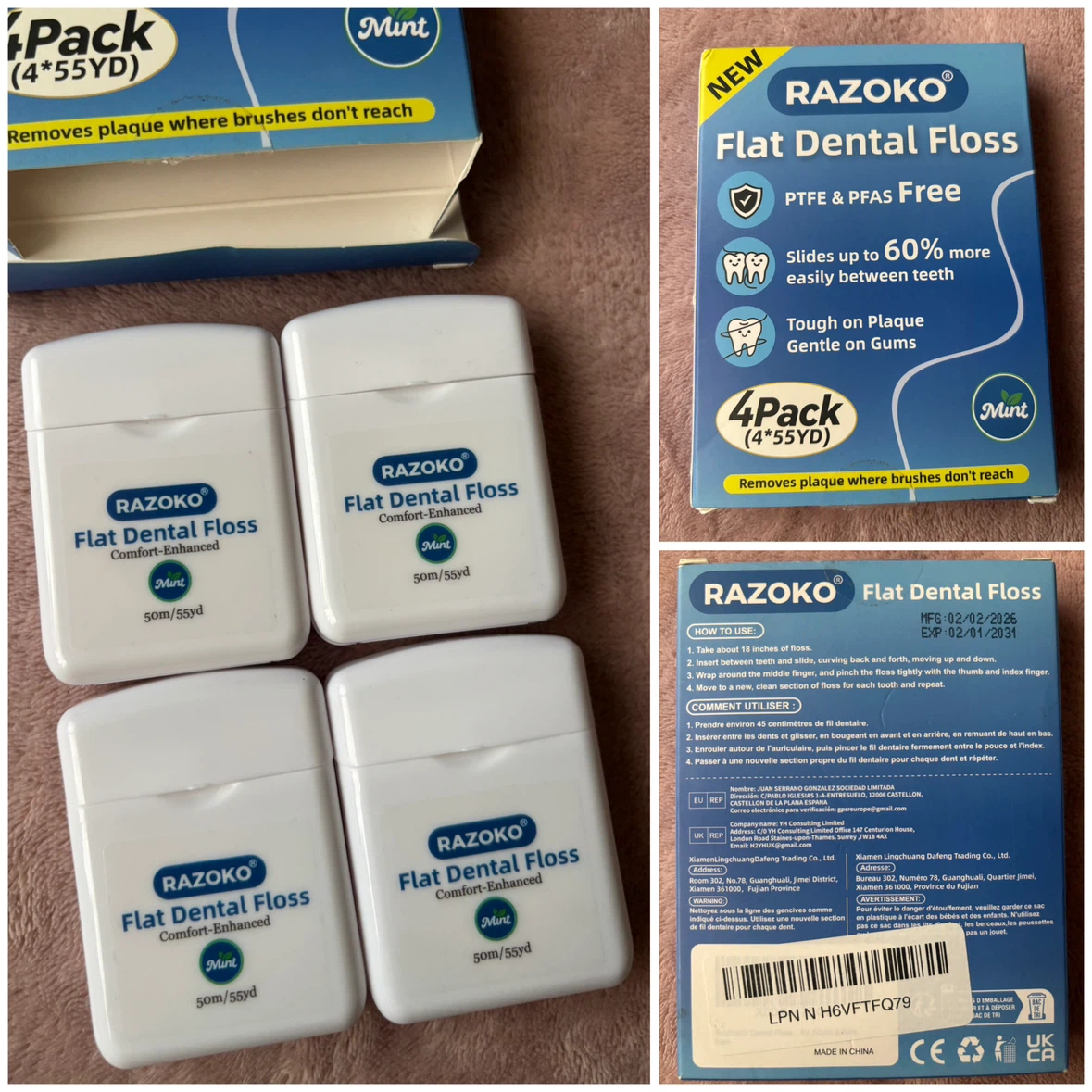 Razoko - Flat Dental Floss Mint - *4-Pack*