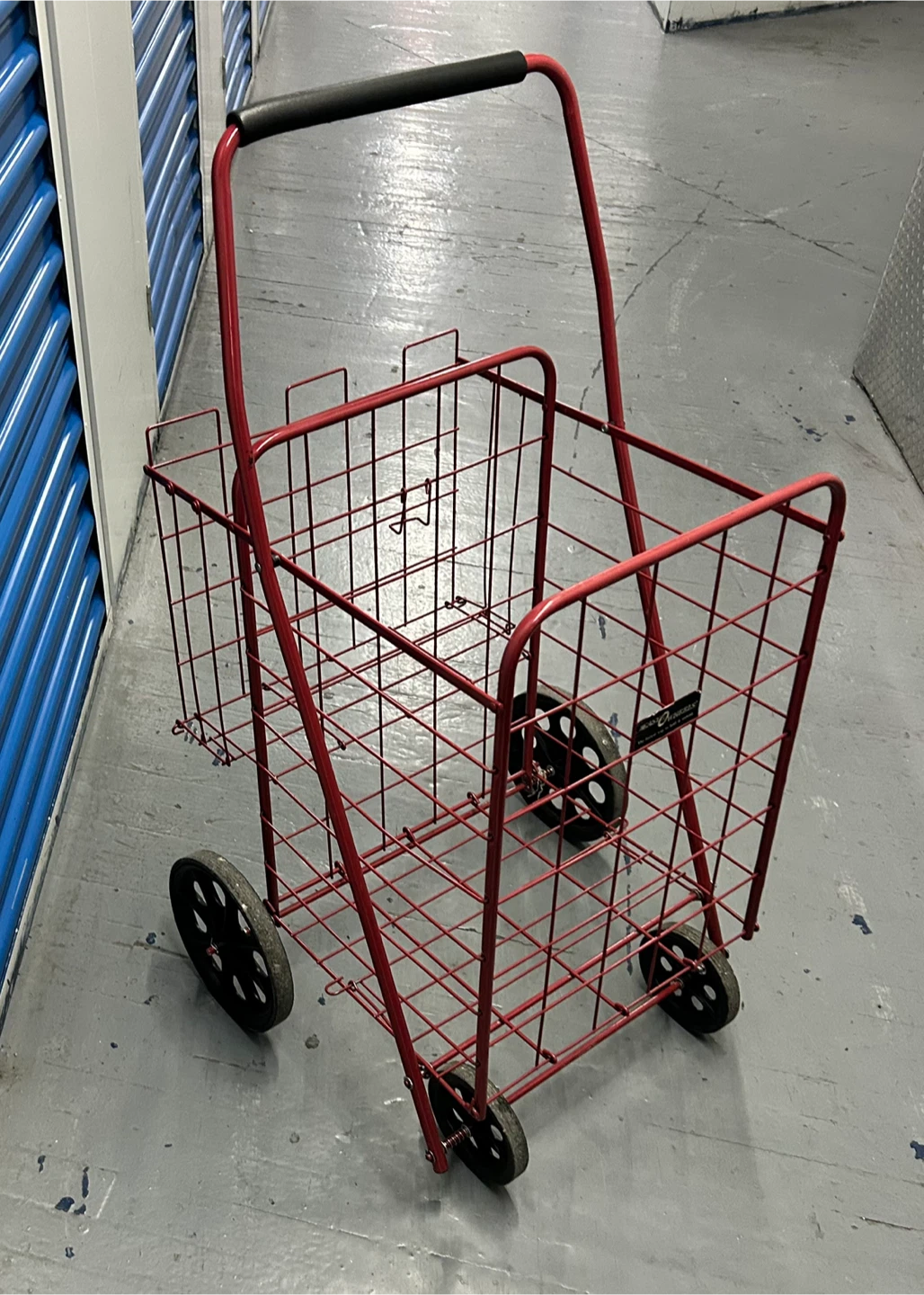 Red Metal Folding Shopping Cart