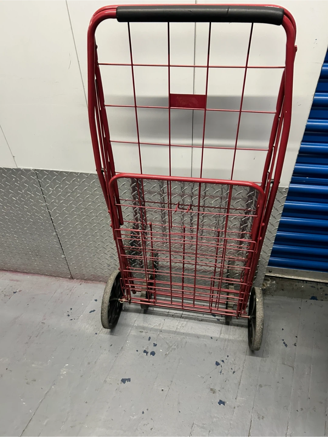Red Metal Folding Shopping Cart - photo 2