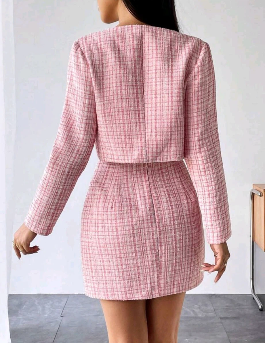 NEW Pink Tweed Two-Piece Skirt Set - photo 2