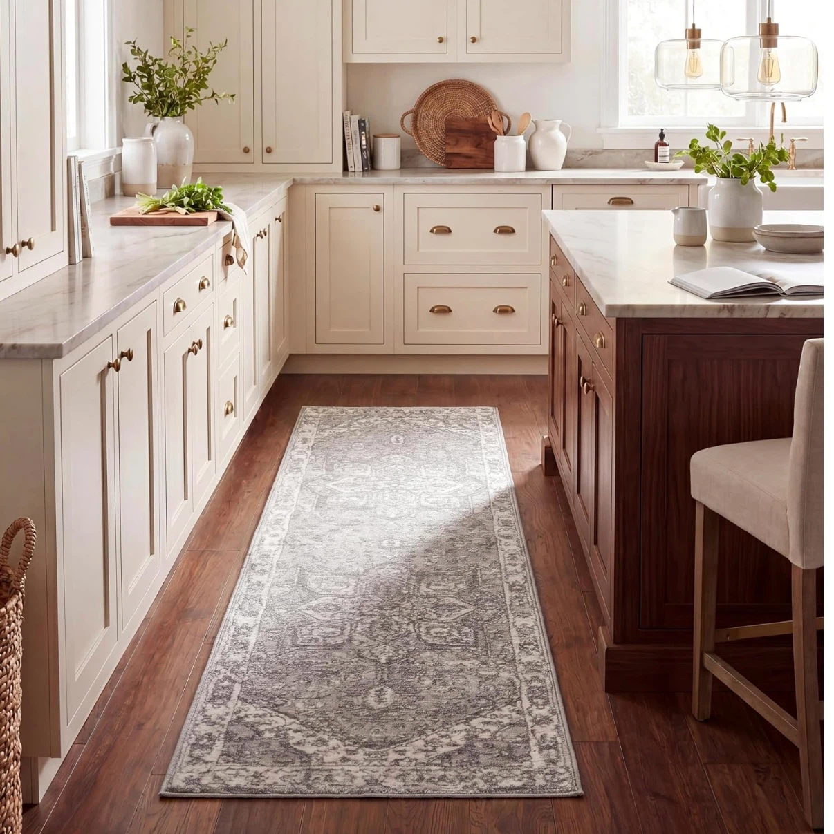 Runner Rug, Cream/Grey-“2 X 8” Brand New