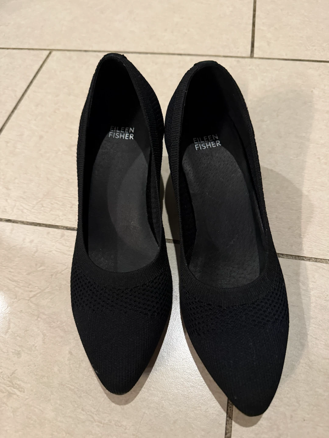 Eileen Fisher Black Knit Kitten Heels Size 8.5