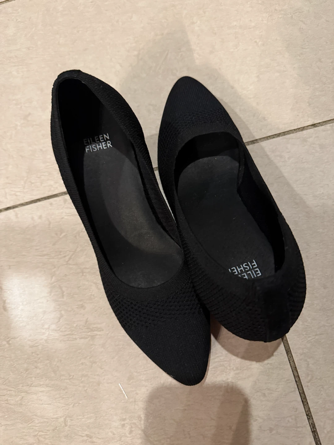 Eileen Fisher Black Knit Kitten Heels Size 8.5 - photo 3