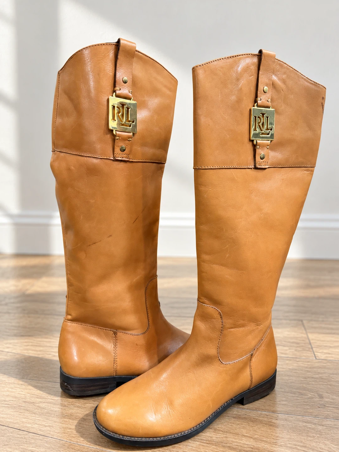 Leather Knee-High Riding Boots 5.5 B Zip